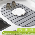 Quick Dry Stone Mat, Stone Drying Mat for Kitchen Counter, Large Dish Drying Mat - Diatomaceous Earth Dish Drying Mats, Modern Fast Dry Pad for Bathroom, 24"x16", DarkGray