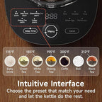 Hot Glass Electric Kettle with Tea Infuser and Temp Control, 1.5L Stainless Steel Maker & 1200W Rapid Boiling, Programmable for Teas & Coffee, Blue