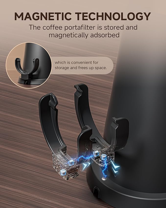 AMZCHEF Single Dose Coffee Grinder with 75 Settings & 40mm Burrs | Anti-Static Espresso Grinder for Home Use | Low Retention Magnetic Outlet | Quiet DC Motor | Vacuum Dosing Cup | LED Light