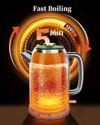 Retro Electric Kettle, 1.8L Hot Water Kettle Electric with Thermometer, 1200W Fast Heating Stainless Steel Tea Kettle for Boiling Water, Cordless, LED Indicator, Auto Shut-Off, Green