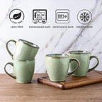 GBHOME Ceramic Coffee Mugs Set of 6, 12oz Stoneware Coffee Mugs Set For Dad Mom Women MEN, Light Weight Coffee Cups for Latte/Tea/Beer/Hot Cocoa, Dishwasher & Microwave Safe, Pastel Green