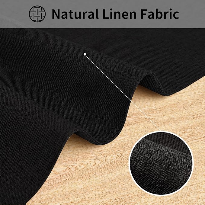 Cloth Placemats, Set of 6 Heat-Resistant Cotton Linen Blend Double Layered Machine Washable Place Mats, Wrinkle Free Thick Fabric Dining Table Mats for Indoors & Outdoors (Black, 6)