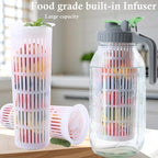 Glass Mason Jar Water Fruit Infuser Pitcher With Lid 64 Oz Wide Mouth Tea Infused Pitchers 2 Quart Sun Tea Jar For Outside Half Gallon Iced Coffee Tea Lemonade Juice Homemade Drinks Container- 2 Set