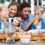 Glass Honey Dispenser – No Drips, No Trails Honey Container 8 Oz with Stand – Easy to Clean Honey Pot – Honey Jar with Dipper – Maple Syrup Dispenser – Syrup Holder with Honeycomb Design