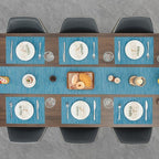 Myir JUN Placemats Set of 4, Vinyl Woven Placemats Place Mats Indoor Set of 4 Washable Table Mats Non-Slip Place mats for Dining Table (Blue, Set of 4)