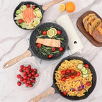 JEETEE Nonstick Frying Pans Set, Nonstick Omelette Skillet Set 3 Pcs, 8" 9.5" 11" Granite Non-Stick Frying pan with Bakelite Handle, Compatible with All Stovetops (Gas, Electric & Induction), Grey
