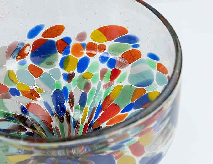16 oz Hand Blown Mexican Margarita Glasses Set of 2 - Confetti