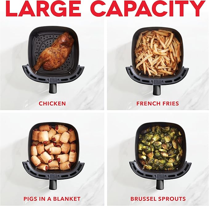 DASH Tasti-Crisp™ Electric Air Fryer Oven, 2.6 Qt., Black – Compact Air Fryer for Healthier Food in Minutes, Ideal for Small Spaces - Auto Shut Off, Analog, 1000-Watt