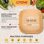 Air Fryer Liners Disposable - 150Pcs 6.5In Square Parchment Paper for Air Fryer Non-Stick Airfryer Basket Liners for Steamer Microwave Oven