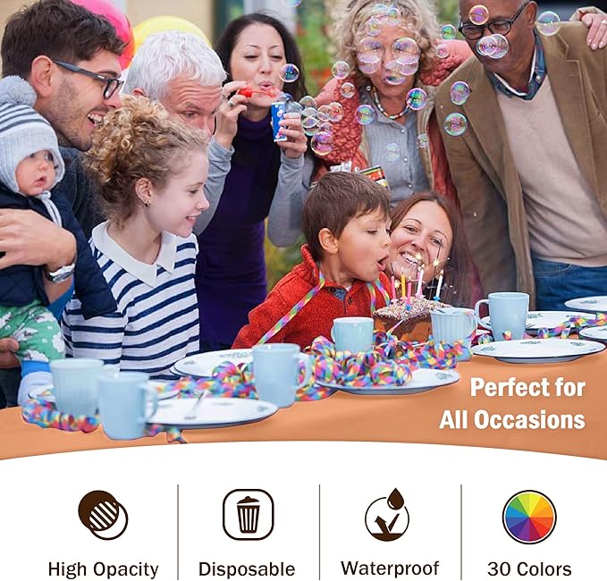 Exquisite 12-Pack Premium Plastic Tablecloth 54in. x 108in. Rectangle Table Cover - Peach