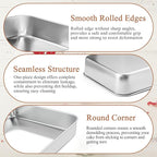 LIANYU Rectangle Baking Pan Set of 3, 12⅓ x 9¾ x 2 Inch Cake Lasagna Pan, Stainless Steel Toaster Oven Bakeware for Casseroles Brownies, Oven & Dishwasher Safe