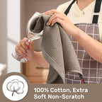 Large Kitchen Hand Towels,6 Pack Cotton Waffle Weave Dish Towel for Drying, Cleaning Cloth for Kitchen Dishes - Extra Absorbent and Soft - 16 x 28 inch (Brown-6 Pack)