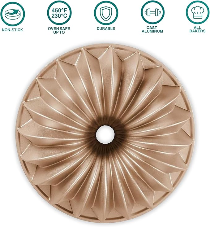 Baker's Secret Nonstick Fluted Cake Pans, Bake Unique Cakes, Die Cast Aluminum Cake Pans, 2 Layers Non-stick Coating Easy Release, Fluted Cake Pan - 9.7cups capacity 2024 - (French Wreath)