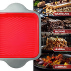 Boxiki Kitchen Non-Stick Silicone 8x8 Square Cake and Brownie Pan with Easy Grip Steel Frame Handles - Easy to Release, Oven & Dishwasher Safe