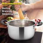 E-far 6 Quart Stock Pot, Stainless Steel Metal Soup Pot with Glass Lid for Cooking, Healthy & Rust Free, Heavy Duty & Dishwasher Safe