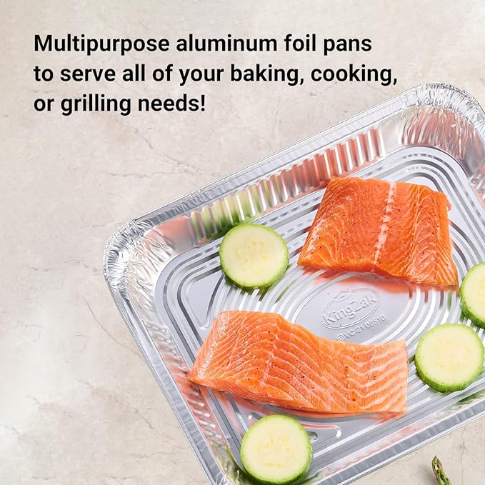 Nicole Home Collection Aluminum Pans With Lids Half Size 9x13 Extra Heavy Duty, Disposable Foil Pans For Baking (25 Sets)