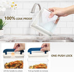 Flip-Lock Airtight Food Storage Containers 4-PC (0.6 Qt*2+1.6 Qt+3.4 Qt), Leakproof Ring Seal Top, Anti-Slip Plastic Pantry Canister for Flour Sugar,Cereal,Coffee,Dog Treat, White