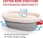 Cotton Rope Banneton Bread Proofing Basket Set, 2 x Oval Bread Basket with Liners & Covers for Artisan Bread Baking, Sourdough Bread Baking Supplies
