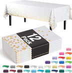 Exquisite Party Solids Black & Gold Dot Rectangular Plastic Tablecloth - 54x108 Inch, 12 Pack
