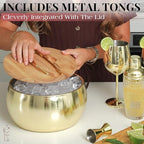 Gusto Nostro 4.1L Insulated Ice Bucket with Lid and Tongs, Double Wall Stainless Steel Ice Bucket Large, BPA Free Ice Bucket for Cocktail Bar, Keeps Champagne, Wine, Beer Chill for Parties (Gold)