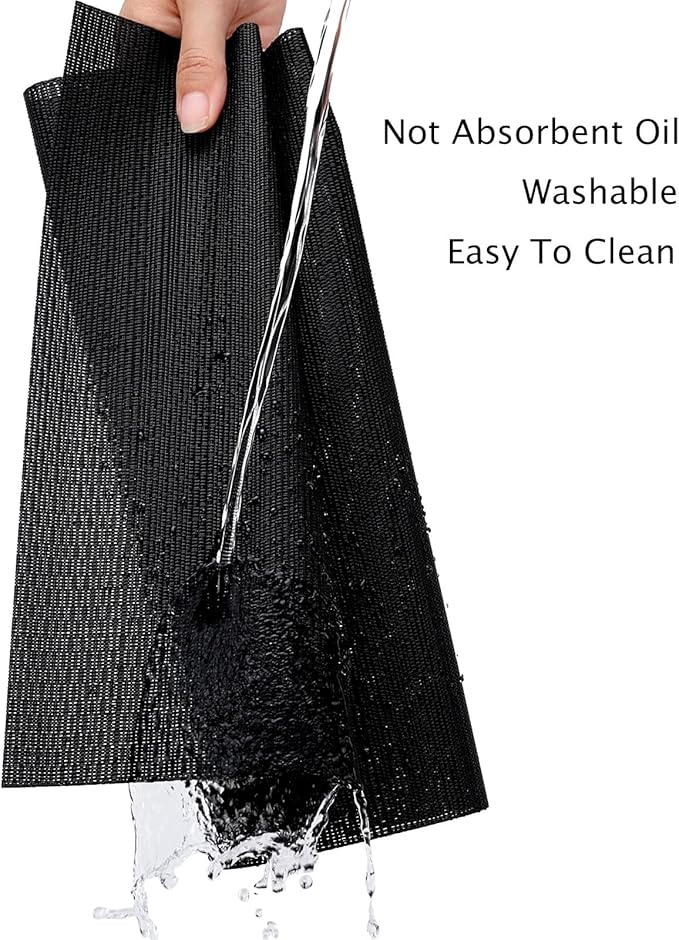 Myir JUN Placemats Set of 8, Vinyl Woven Placemats Place Mats Indoor Set of 8 Washable Table Mats Non-Slip Place mats for Dining Table (Black, Set of 8)