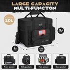 Maelstrom Large Tactical Lunch Box for Men,Insulated Lunch Bag, Durable Leakproof Cooler Bags with Detachable MOLLE Bag,Modern Lunch Tote for Adult Women Work,Picnic,30 Cans/20 L, Black