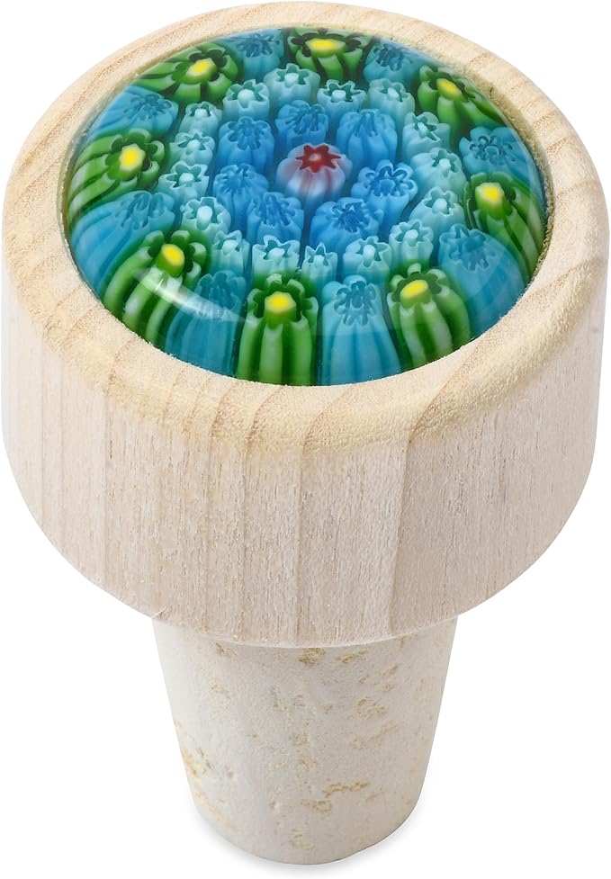 Leakproof Wine Stopper – Unique gift for Dinner Host, Wine Lover, or Housewarming – a versatile wine accessory, use for Wine or Champagne – keeps wine fresher (Green & Blue)