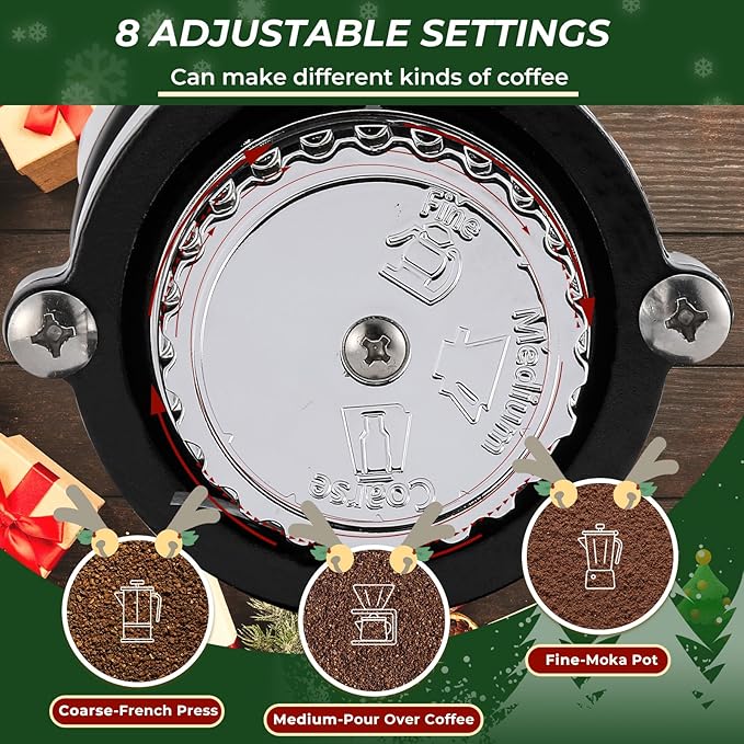 Burr Coffee Grinder Electric Espresso Grinder Commercial & Homeuse Silent Small Coffee Bean Grinder with Hopper Adjustable Grind, With Brush, Spoon, Black