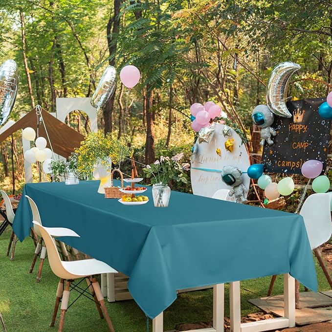 sancua Teal Tablecloths for 8 Foot Rectangle Tables, 6 Pack - 60x120 Inch - Washable Fabric Cloth Table Cloth for Wedding, Party, Birthday, Banquet, Reusable Polyester Table Covers