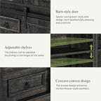 DWVO Kitchen Pantry Storage Cabinet with Barn Door, Tall Storage Cabinet with 4 Drawers and Adjustable Shelves, Versatile Storage for Living Room, Dining Room or Hallway, Drak Oak