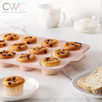 COOK WITH COLOR 17 Pc. Silicone Baking Pan Set - Non-Stick & Easy Clean Silicone Muffin Pans for Baking with Sturdy Metal Frame for Stability, Flexible Cake Molds, Includes Measuring Cups and Spoons