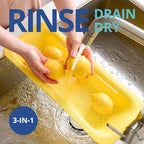 BLUE GINKGO Over the Sink Colander Strainer Basket - Wash Vegetables and Fruits, Drain Cooked Pasta and Dry Dishes - Extendable - New Home Kitchen Essentials (7.9 W x 14.5-19.5 L x 2.75 H) - Yellow