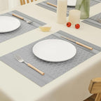 Leetaltree Lunar Grey Placemats Set of 4 - Heat Resistant Non-Slip Place mats for Dining Table, Washable Durable PVC Vinyl Woven Table Mats（Lunar Grey, 4）