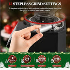 Huanyu Professional Coffee Grinder with 74mm Flat Burr 53ounce Bean Hopper 15 Infinite Grinding Settings Electric Coffee Grinder with Touching Screen Black