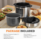 Simple Deluxe 14-in-1 Electric Pressure Cooker - 6QT Stainless Steel Slow & Rice Cooker, Steamer, Sauté, Yogurt Maker, Multi-Cooker with Dishwasher-Safe & Non-Stick