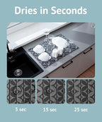 Large Stone Drying Mat for Kitchen Counter, 23.6" x 15.3" Quick Dry Foldable Diatomaceous Earth Dish Drying Mat, Stain-Hiding Design, Eco-Friendly Large Sink Mat for Dishes and Utensils