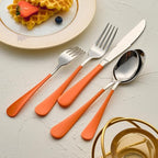 20-Pieces Orange Silverware Sets for 4,Orange Handle Stainless Steel Cutlery Set, Include Forks Spoons and Knives Set, Dishwasher Safe Utensil Sets for Home Restaurant