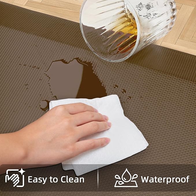 2 PCS Anti Fatigue Kitchen Mats for Floor, Brown 9/10 Extra Thick Cushioned Standing Desk Mat, Comfort Memory Foam Ergonomic Rugs and Mats Non-Slip Waterproof for Office, Kitchen, 20"x32"+20"x48"