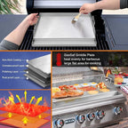 GasSaf Universal Stainless Steel Griddle for Gas Grills and Gas Stove, 18 x 12.5 Griddle Plate for Outdoor Camping, Tailgating, Parties, Flat Plate for Weber Chargriller Charbroil and More Grills