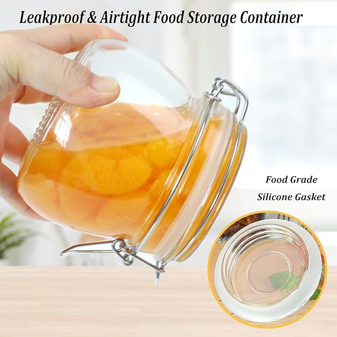Glass Jar With Airtight Lid 24 OZ 3 Pack Airtight Food Storage Containers Leakproof Wide Mouth Canister For Coffee Beans, Sugar, Canning, Candy, Cereal, Pickle, Cookies, Dried Fruits