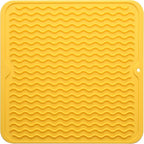 Silicone Dish Drying Mat for Multiple Usage,Easy clean,Eco-friendly,Heat-resistant Silicone Mat for Kitchen Counter or Sink,Refrigerator or Drawer liner Yellow M 12 inches x 12 inches