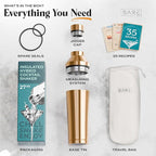 Insulated Cocktail Shaker Set | Double Wall Stainless Steel | Martini Shaker for Home Bar Bartending | Built-in Drink Measurement System & Strainer, Travel Bag, 35 Recipes | Gift Set (Copper)
