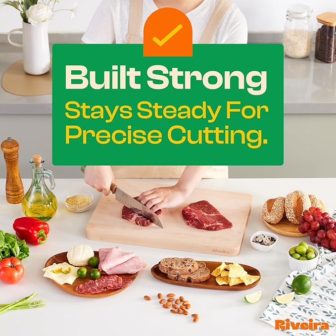 Riveira Maple Wood Cutting Board – Gourmet Maple Grandeur: 18 x 12 Wooden Cutting Board – Natural Wooden Cutting Boards For Kitchen Decorative – Innovative Juice Grooves Maple Wooden Chopping Board