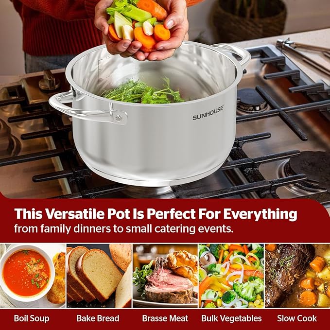 SUNHOUSE Cookware for Cooking (STOCK POT, 13 Quarts)