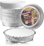 CURTA 50 Pack 8" Disposable Aluminum Foil Pans with Paper Lids | Great for Broiling, Baking, Storage, Roasting, Takeout, Air Fryer