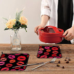 Red Lip Kiss Pot Holders 2 PCS for Kitchen, Heat Resistant Hot Pads for Cooking Grilling Baking BBQ, Pot Holders for Women Cook Essentials Accessories Home Microwave