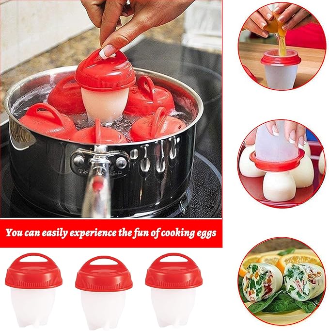 6 Pcs Egg Cooker,Silicone Egg Poacher Cups,Hard Boiled Egg,Egg Coddler,Hard Boiled Eggs,Boiled Eggs, Non-Stick Egg Boiler Poachers,Shell-Free Egg Cooker Set, For Fast Poaching Egg For Breakfast