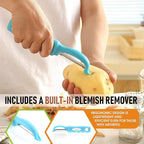 Spring Chef Premium Stainless Steel Vegetable Peeler for Kitchen, Dishwasher Safe Potato Peelers with Non-Slip Handle, Peel Apple, Fruit, Veggie, Carrot, Mango - Set of 2 - Aqua Sky