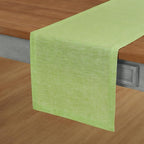 Solino Home Linen Table Runner 108 Inches Long - Athena, 100% Pure Linen Chambray Lime Green Dining Table Runner 14 x 108 Inch for Summer