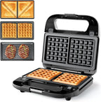 3 in 1 Sandwich Maker & Waffle Maker, Removable Non-Stick Plates, Panini Press, Grilled Cheese Maker, Cool-Touch Handle, LED Light, Easy Clean, 750W, for Home Kitchen Breakfast